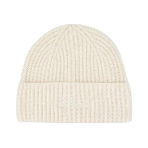 MC2 Saint Barth Stickad Beanie med Ikoniskt Logotyp White, Dam