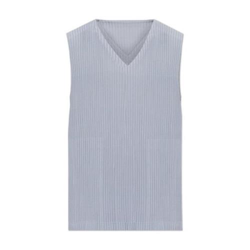 Issey Miyake Veckad ärmlös t-shirt Gray, Herr