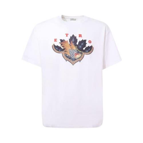 Etro Vit Crew-neck T-shirt med Tryck White, Herr