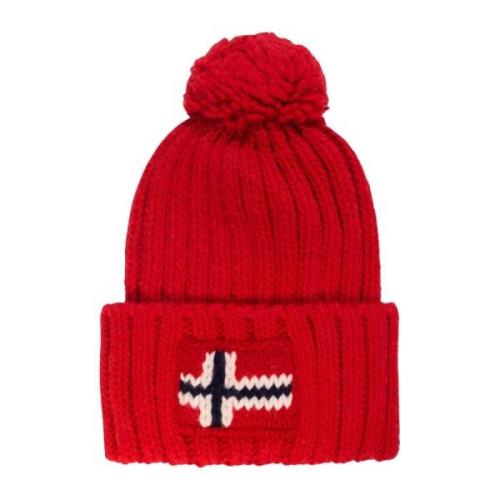 Napapijri Röd ullmössa med tofs Red, Unisex