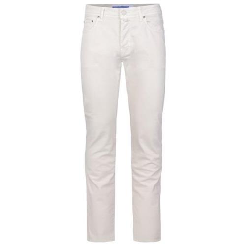 Jacob Cohën Slim Fit Bard Byxor med Broderi White, Herr