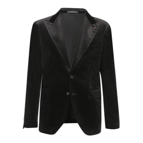 Tagliatore Svart Sammet Blazer Elegant Formellt Klädsel Black, Herr