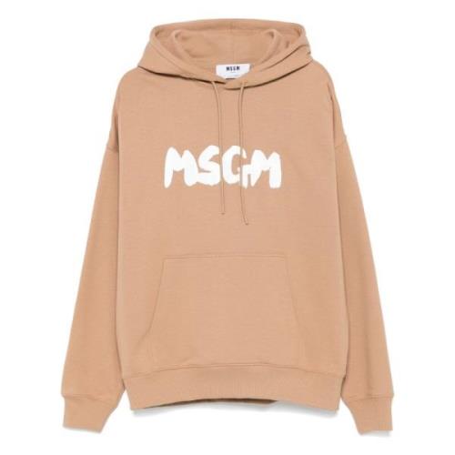 Msgm Beige tröja med huva och logotyp Beige, Herr