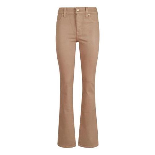 7 For All Mankind Jeans med belagd finish och slim fit Brown, Dam