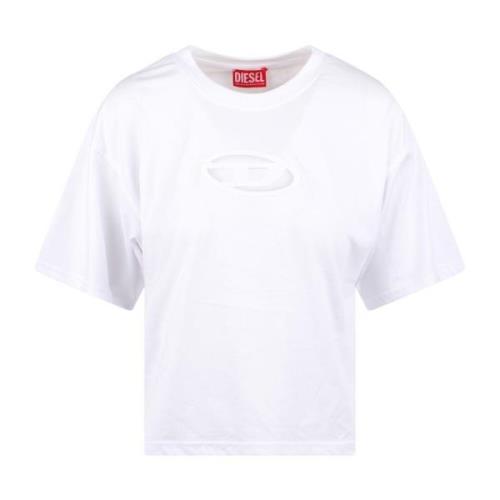 Diesel Logo Cut-Out T-Shirt White, Dam