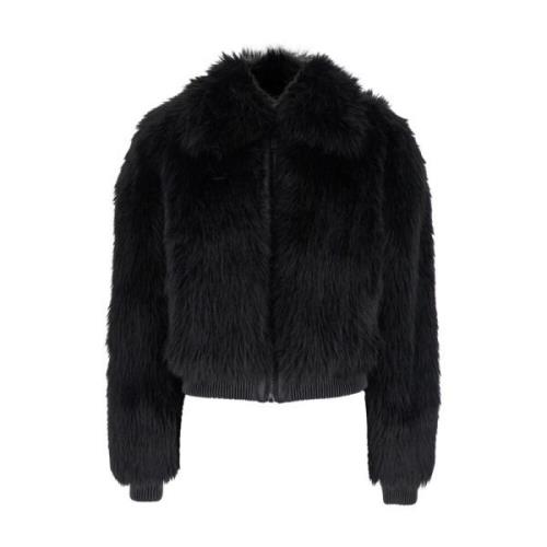 Michael Kors Svart Faux Fur Bomberjacka Black, Dam