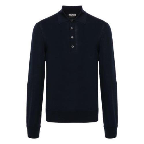 Tom Ford Merinoull Polo Skjorta Blue, Herr