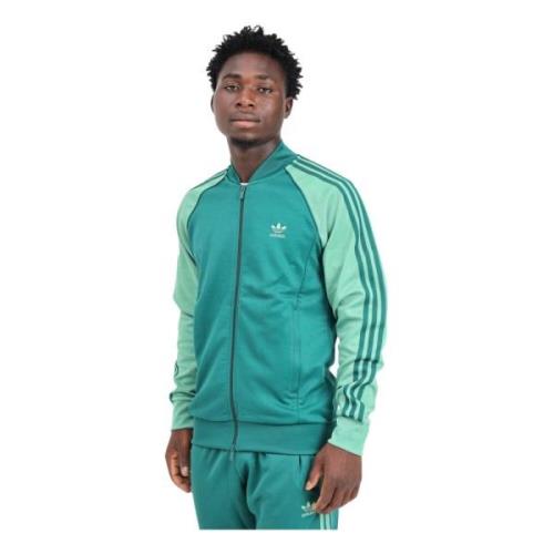 Adidas Originals Grön Dragkedja Sweatshirt Klassisk Stil Green, Herr