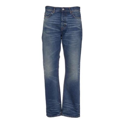 Haikure Vintage Blue Straight Jeans för Män Blue, Herr