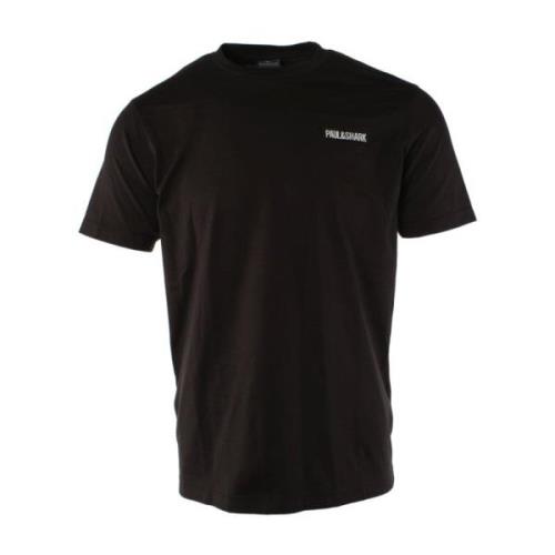 Paul & Shark Klassisk Svart Tee med Ikoniskt Logotyp Black, Herr