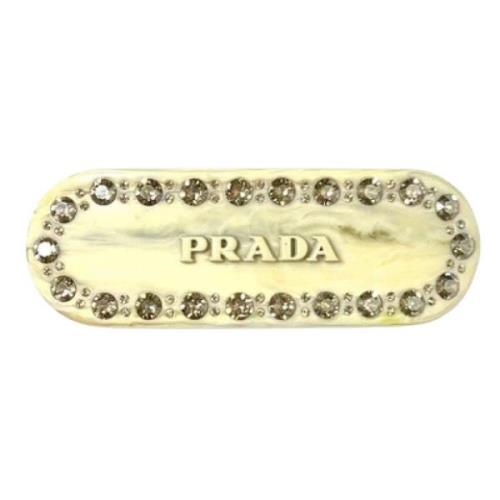 Prada Vintage Pre-owned Metall hrspnnen Beige, Dam