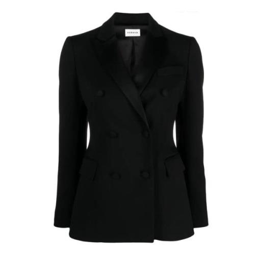 P.a.r.o.s.h. Svart Ullblandad Dubbelknäppt Blazer Black, Dam