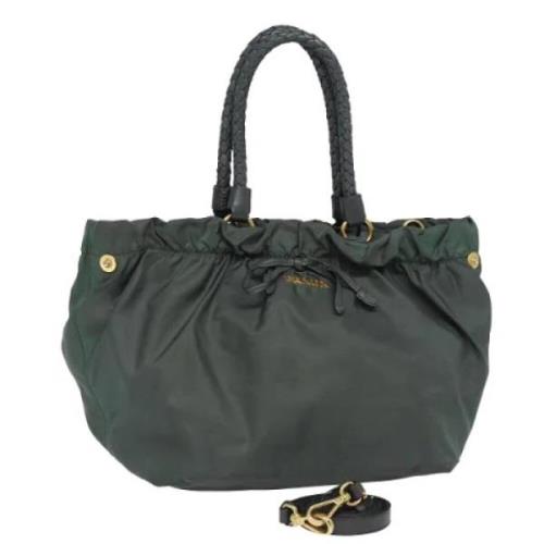 Prada Vintage Pre-owned Nylon handvskor Green, Dam