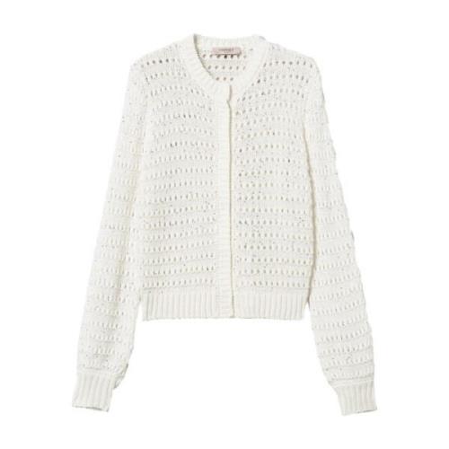 Twinset Snövit Kofta med Paljett Dekor White, Dam