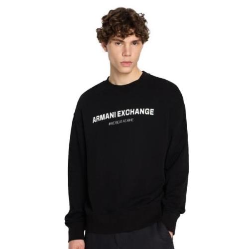 Armani Svart Lettering Sweatshirt We Beat As One Black, Herr