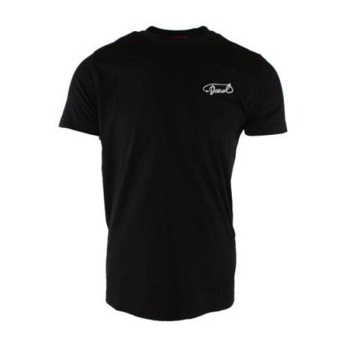 Diesel Klassisk Svart Bomull T-shirt med Logotyp Black, Herr