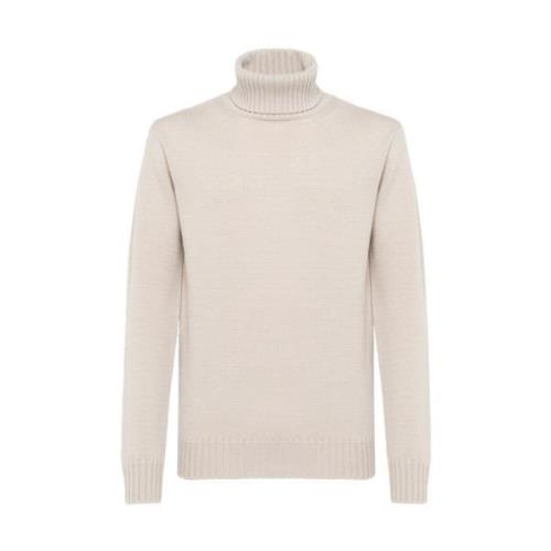 Alpha Studio Kashmir Turtleneck Tröja med Ribbstickad Brodyr White, He...