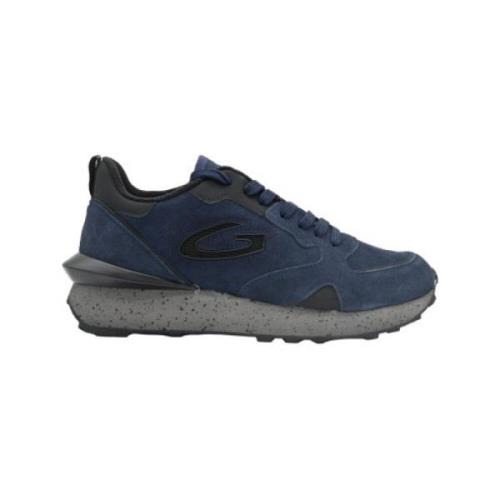 Alberto Guardiani Mocka/Gummi Läder Sneakers WEN LOW MAN Blue, Herr