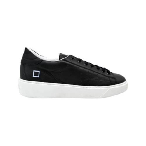 D.a.t.e. Svarta Lädersneakers för Män Black, Herr