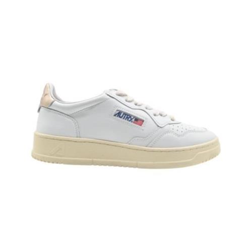 Autry Vit Guld Läder Låg Topp Sneakers White, Herr