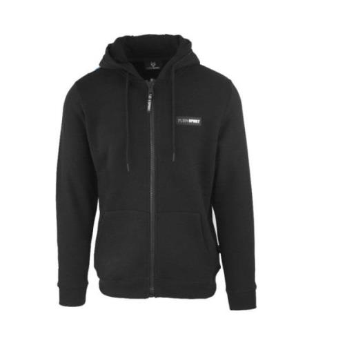 Plein Sport Svart Zip-Up Sweatshirt för Män Black, Herr