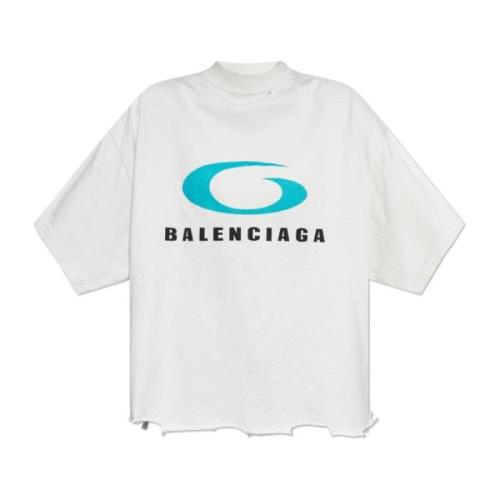 Balenciaga T-shirt med logotyp White, Dam