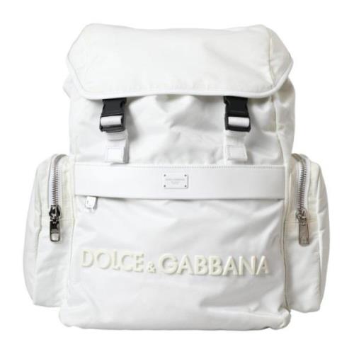 Dolce & Gabbana Logo Ryggsäck med Kalvskinn Detaljer White, Herr