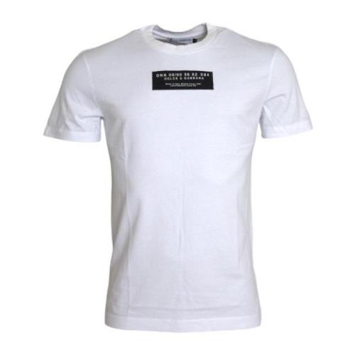 Dolce & Gabbana Logo Applique Bomull T-shirt White, Herr