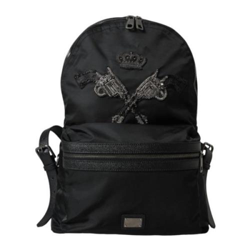 Dolce & Gabbana Kronprydd Nylon Ryggsäck Black, Herr