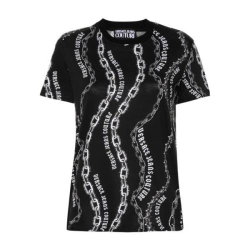 Versace Jeans Couture Stilren Svart T-shirt för Kvinnor Black, Dam