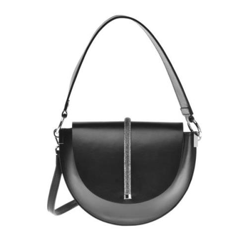 Baldinini Black leather shoulder bag Black, Dam