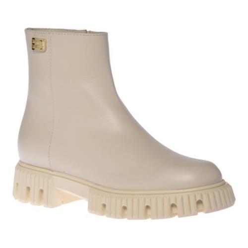 Baldinini Combat boots in vanilla leather Beige, Dam