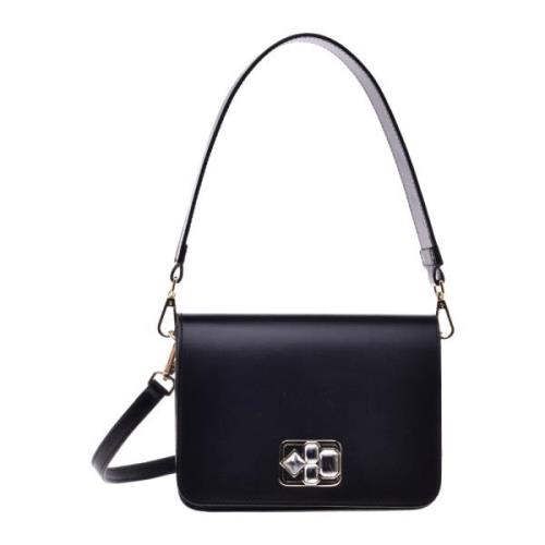 Baldinini Black leather shoulder bag Black, Dam