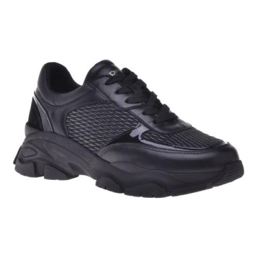 Baldinini Trainers in black leather and fabric Black, Dam