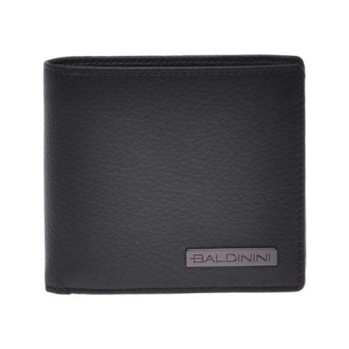 Baldinini Olive green tumbled leather wallet Black, Herr