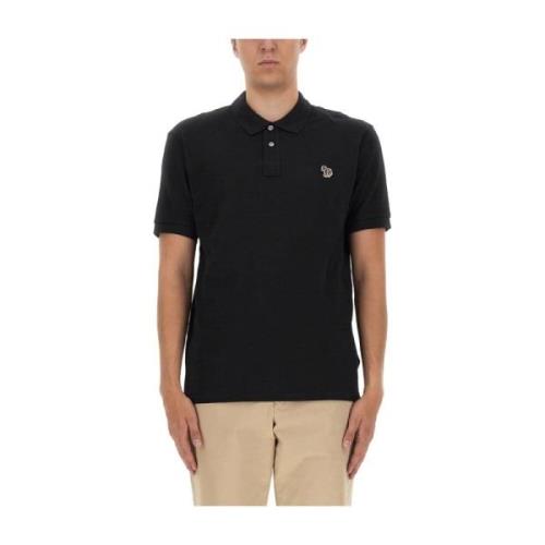 PS By Paul Smith Polo Shirt med Zebra Patch, Regular Fit Black, Herr