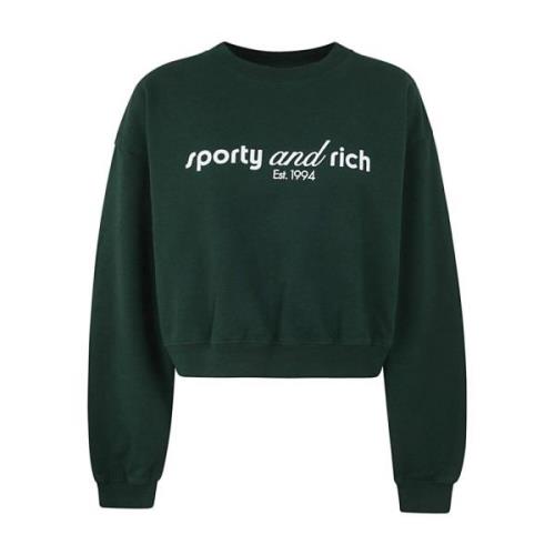 Sporty & Rich Skogs Cropped Crewneck Tank Green, Dam