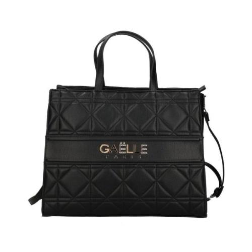 Gaëlle Paris Svart Shopper Väska med Metalllogo Black, Dam