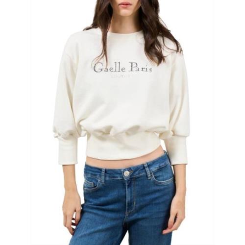 Gaëlle Paris Beige Casual Sweatshirt med Logo Beige, Dam