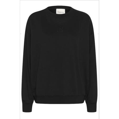 My Essential Wardrobe Broderad Logosweatshirt Svart Black, Dam