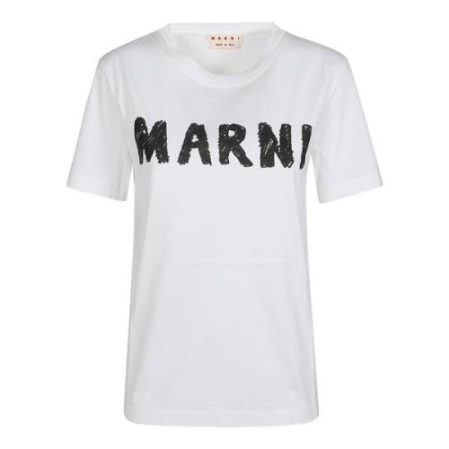 Marni Avslappnad Bomull T-shirt White, Dam