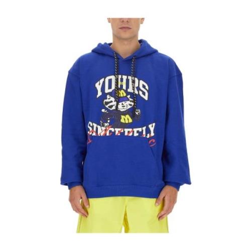 Msgm Hoodie med logotyp för män Blue, Herr