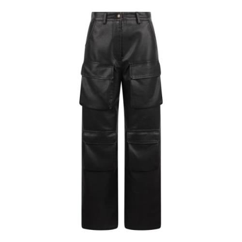 Msgm Faux läder cargobyxor Black, Dam