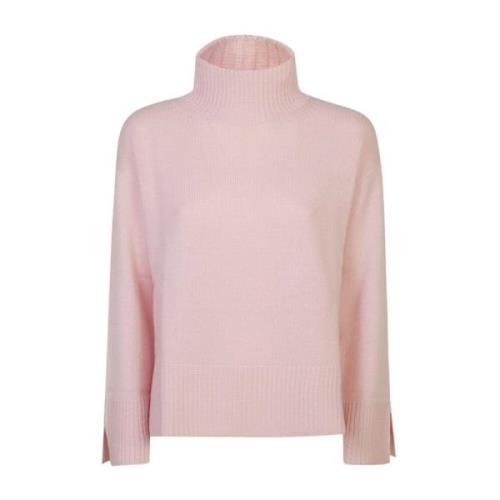 Le Tricot Perugia Rosa Turtleneck Stickad Sweatshirt Aw24 Pink, Dam