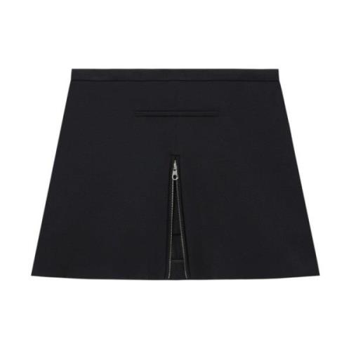 Courrèges Svart Twill Dragkedja Kjol Black, Dam