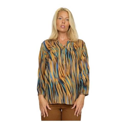 2-Biz Feminin blus med vackert tryck Multicolor, Dam