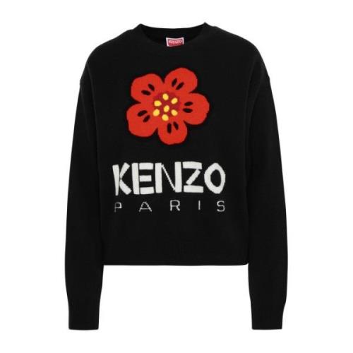 Kenzo Räfflad Crewneck Blomma Tröja Black, Dam