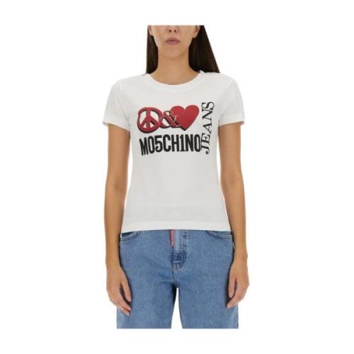 Moschino Peace & Love Logo Print T-shirt White, Dam