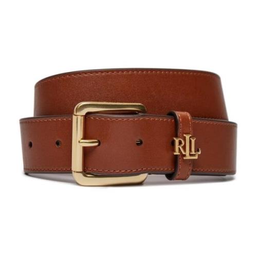 Ralph Lauren Läder Logo Keeper Bälte Brown, Dam