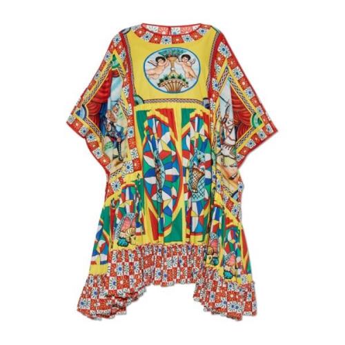 Dolce & Gabbana Oversize klänning med tryck Multicolor, Dam